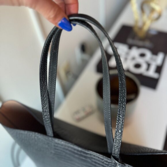 Jimmy Choo Black Croc Embossed Leather Tote - Picture 15 of 16